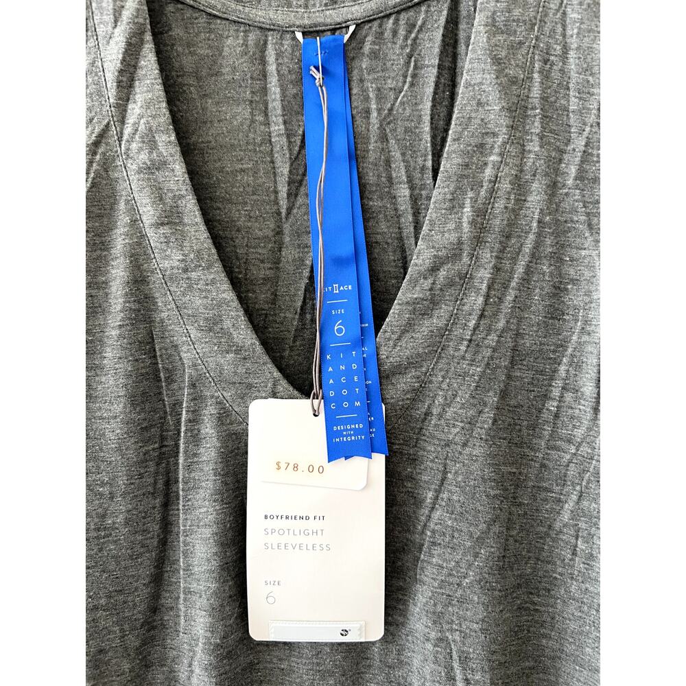 Kit And Ace Sz 6 Boyfriend Fit Spotlight Sleeveless Gray NWT - Picture 3 of 5